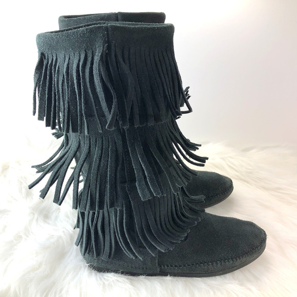 Minnetonka Shoes - Minnetonka Moccasin Suede Leather Fringe Boots